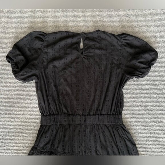 Zara Short Sleeve Eyelet Black Mini Dress Lace Ruffle L - Picture 6 of 6